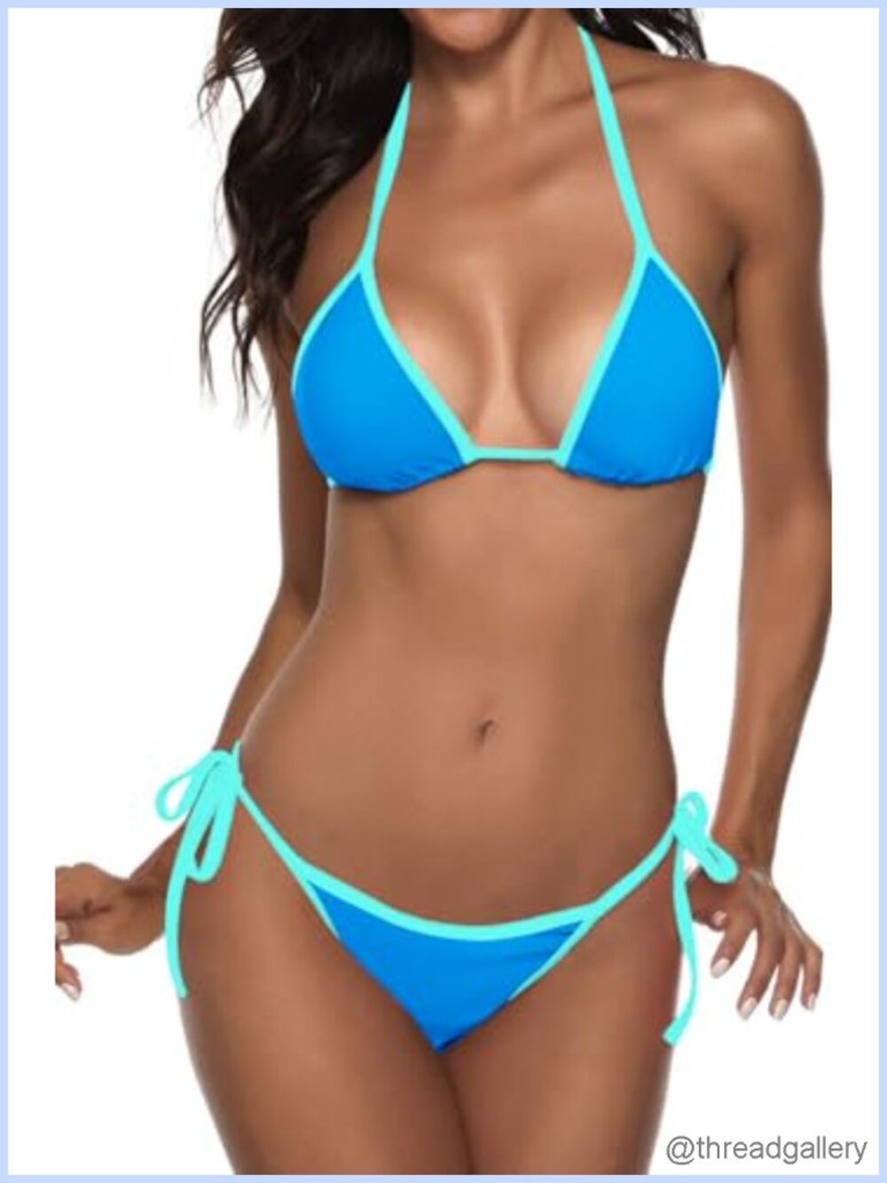 Women's Triangle String Bikini Set Halter Top Removable Pads Nylon Spandex
